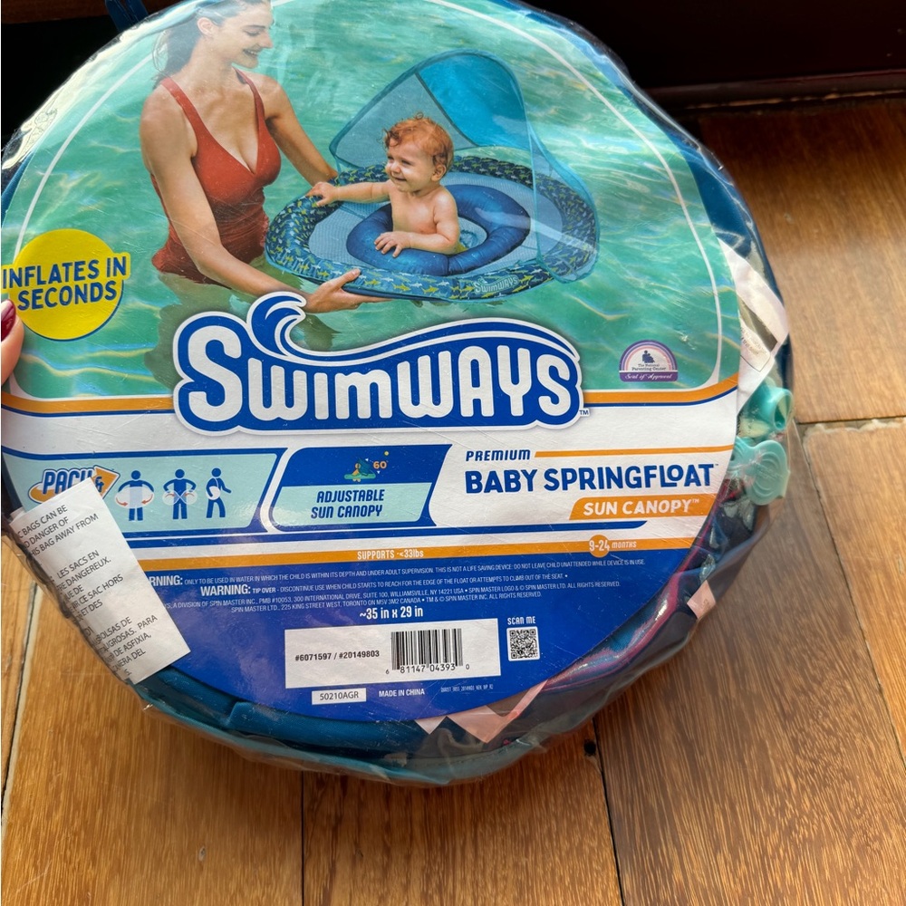 SwimWays Baby Spring Float with Canopy - Blue - Picture 5 of 8